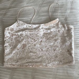 Velvet light pink crop top